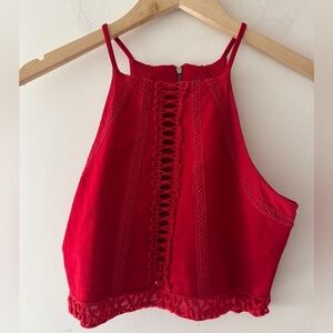 Free People High Neck Adorable Crochet Crop Top